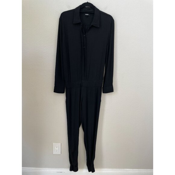 Monrow Womens XS Black Long Sleeve Button Front  Jumpsuit - Picture 1 of 10